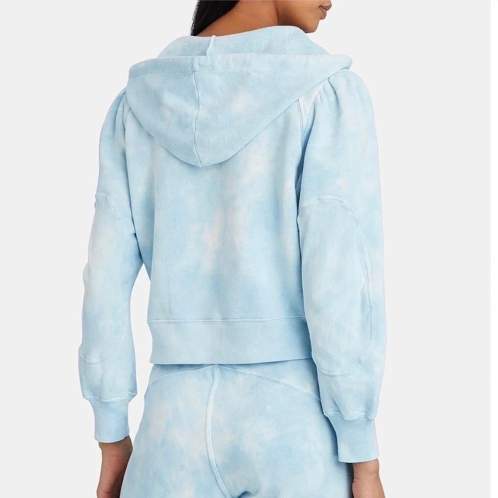 LoveShackFancy Kirby Cropped Tie Dye Hoodie Sweatshirt Pale Blue Size S - Picture 3 of 14